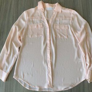 Sheer Pink Button Front Blouse